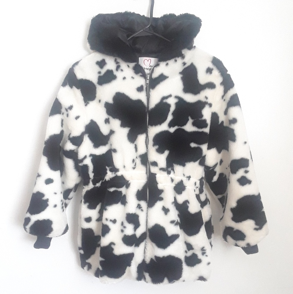 Faux Fur Cow Print Experessions Coat